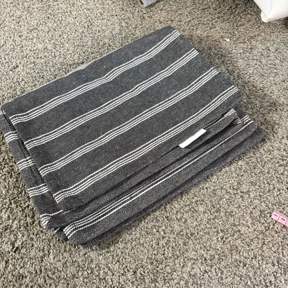 Cotton Striped‎ Table Placemats Gray White Soft Accent Decor Neutral Modern X4